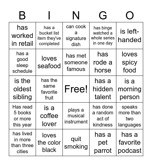 ABC PLEASE Bingo Card