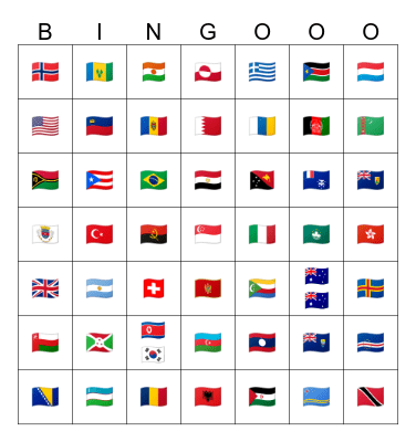 Flags emoji Bingo Card