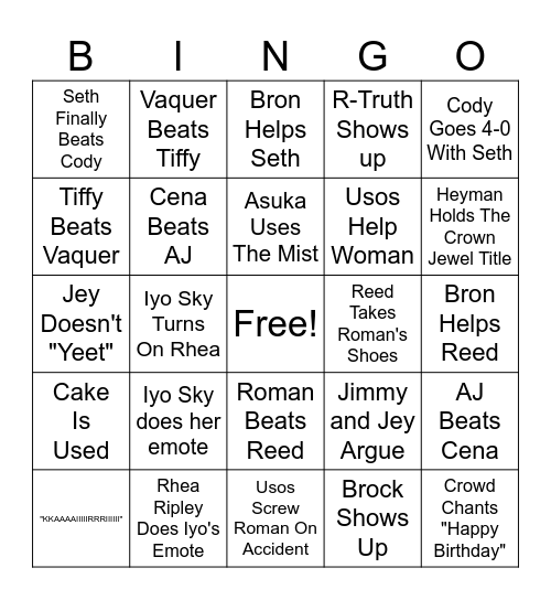 Crown Jewel Bingo Card