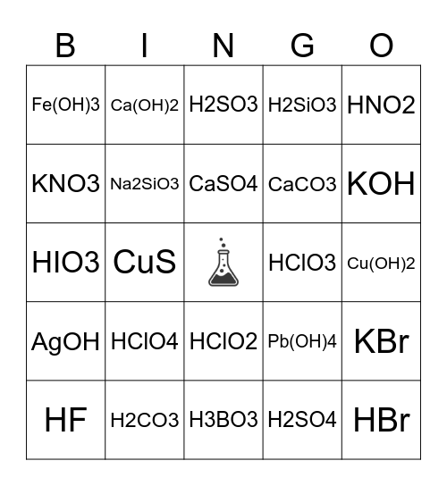 Bingo Químico! Bingo Card