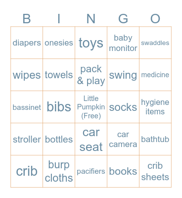 A Little Pumpkin is On the Way - Baby Bingo Card