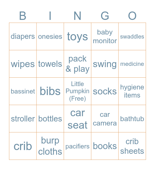 A Little Pumpkin is On the Way - Baby Bingo Card