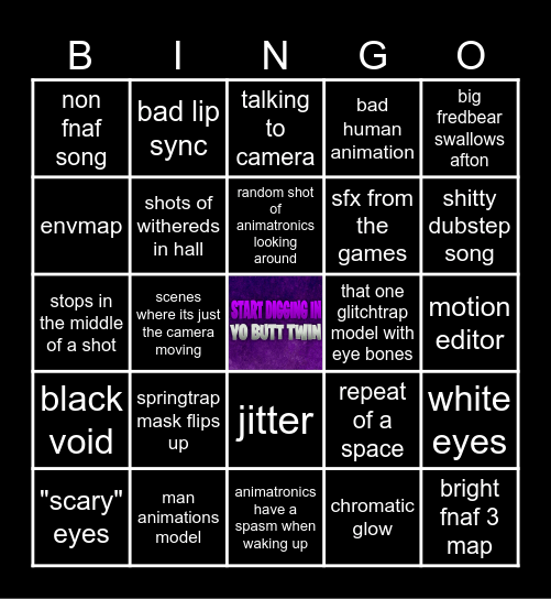 forgotten freddy bingo Card
