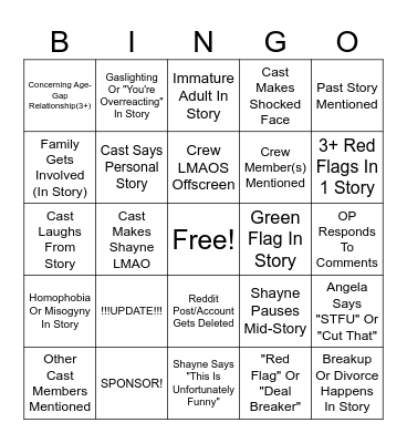 SRRS Bingo Card