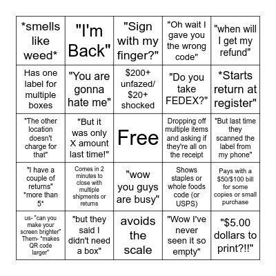 The Ups Store Bingo Card
