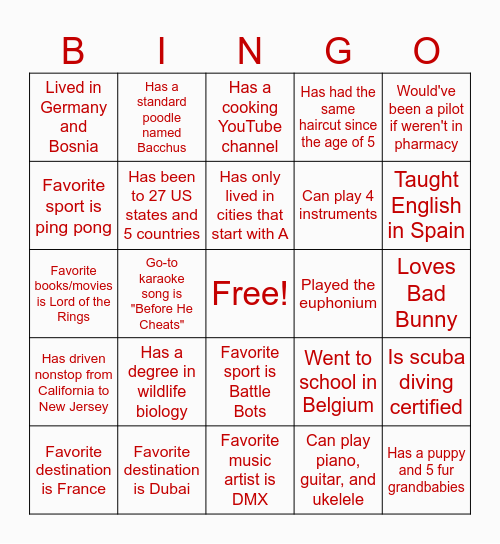 Find someone who Bingo Card
