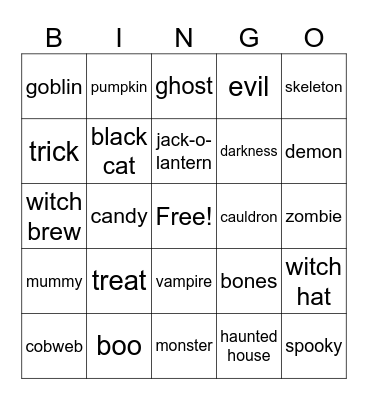 Halloween Bingo Card