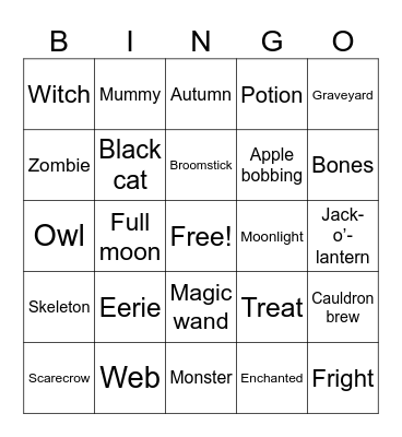 Boo-Ngo Bingo Card