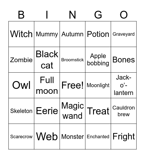 Boo-Ngo Bingo Card