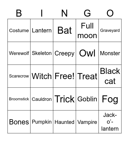 Boo-Ngo Bingo Card