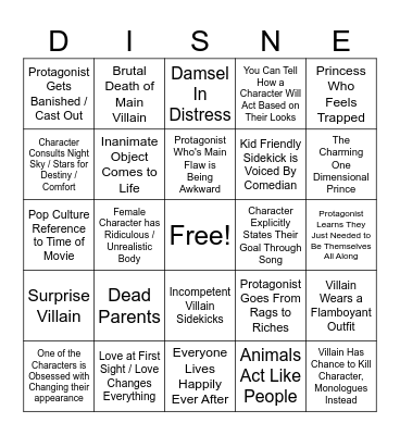 Disney Cliché BINGO Card