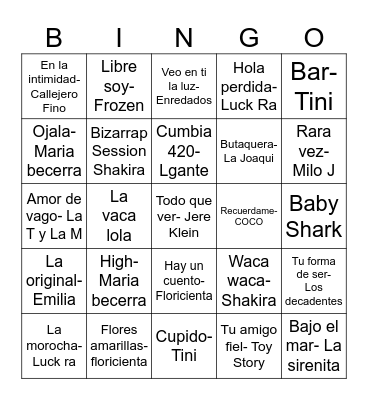 BINGO MUSICAL Bingo Card