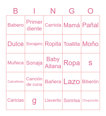Baby Bingo Card