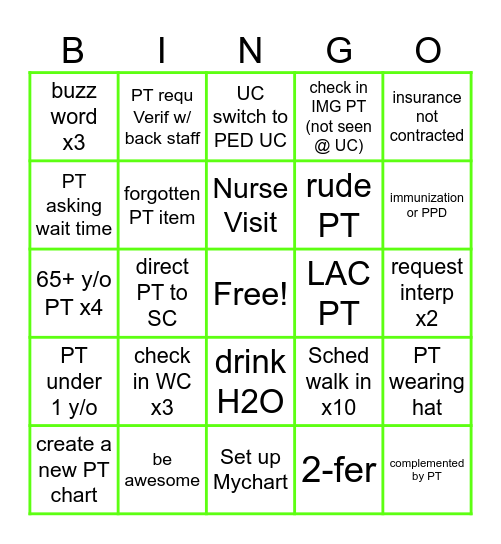 87th PSR Bingo Card