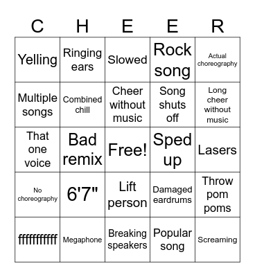 Cheer Bingo Card