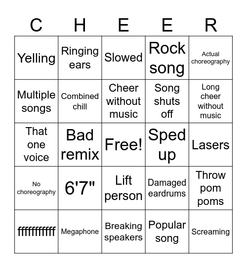 Cheer Bingo Card
