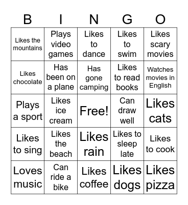 Find Someone Who Bingo Card
