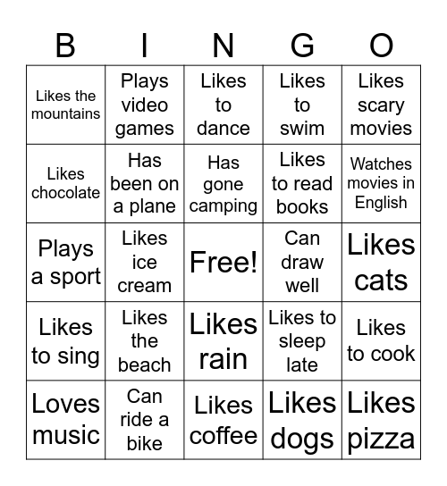 Find Someone Who Bingo Card