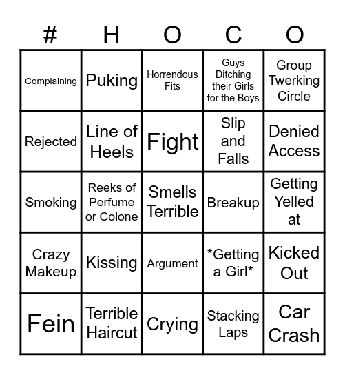 Homecoming Bingo Card