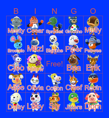 Animal Crossing Bingo Card