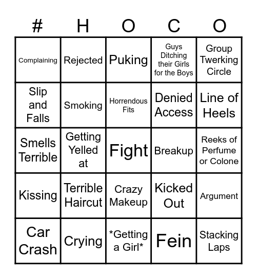 Homecoming Bingo Card