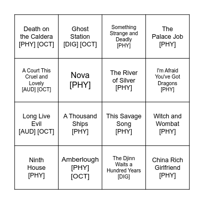 October-November Bingo Card