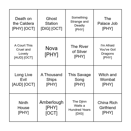 October-November Bingo Card