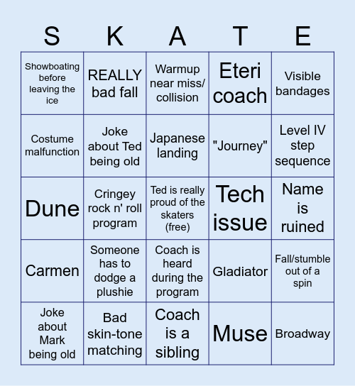 Grand Prix Bingo Card