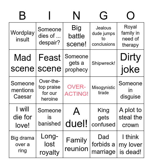 HEY NONNY NONNY! Bingo Card