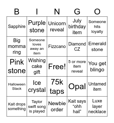 Birthday Bash Bingo Card