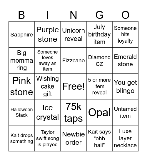 Birthday Bash Bingo Card