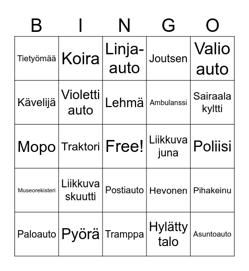 Autoreissu Bingo Card