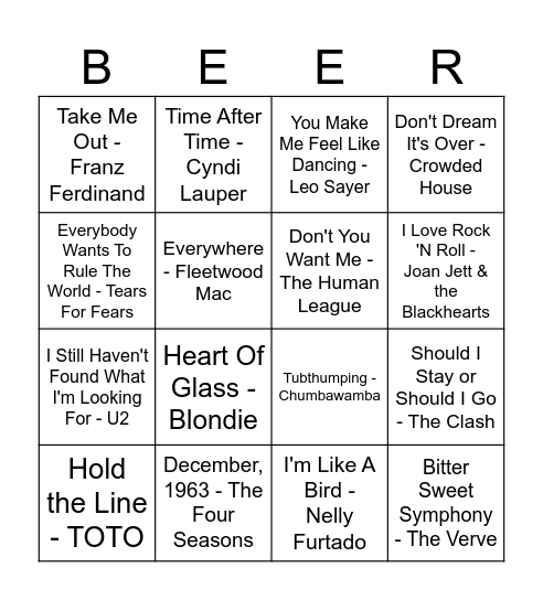 Backseat Bangers Bingo Card