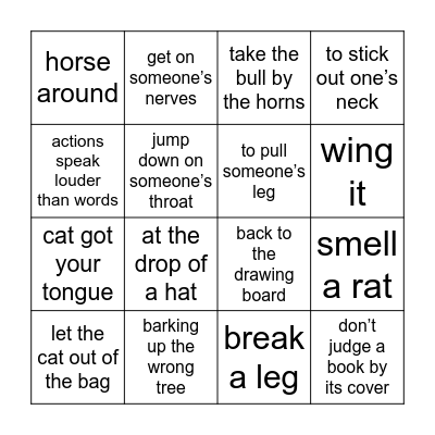 IDIOMS Bingo Card