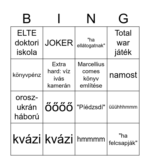 Falcon bingo Card