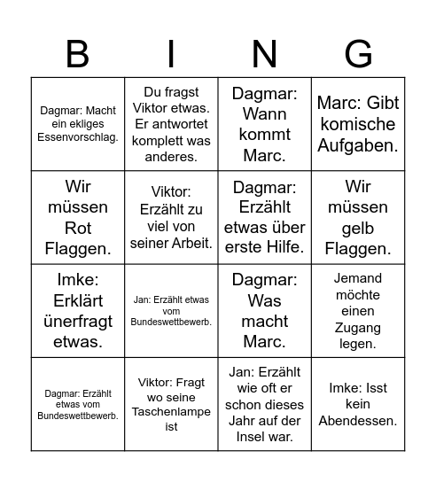 Wangerooge Bingo Card