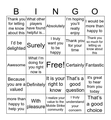 Empathetic Bingo Card