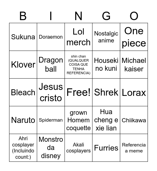 Oq vamos ver question mark Bingo Card