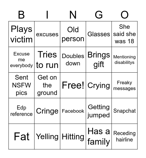Predators Bingo Card