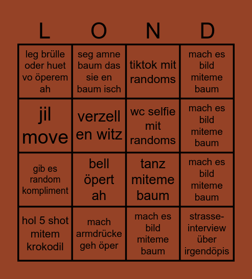 LONDON BINGO Card