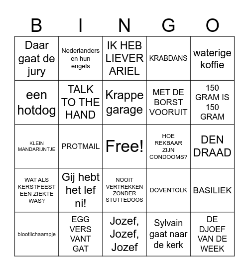 voute tv Bingo Card