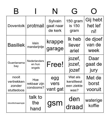 voute tv Bingo Card