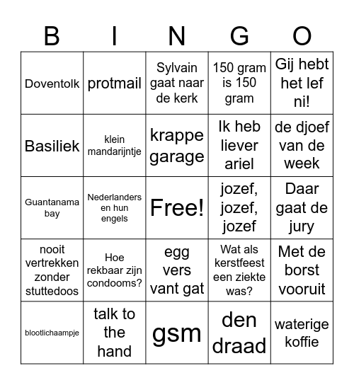 voute tv Bingo Card