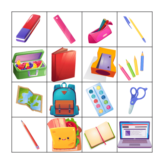 School Things Go Getter 1 Bingo Card