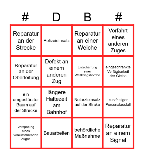Grund dafür ist/sind Bingo Card