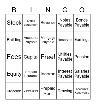 BINGO Accountancy Edition Bingo Card
