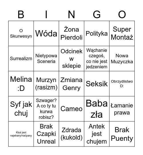Szwagry Bingo Card