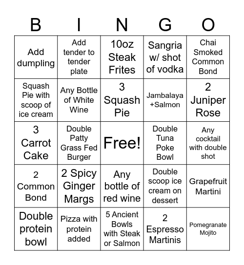 Saturday PM Bingo Card
