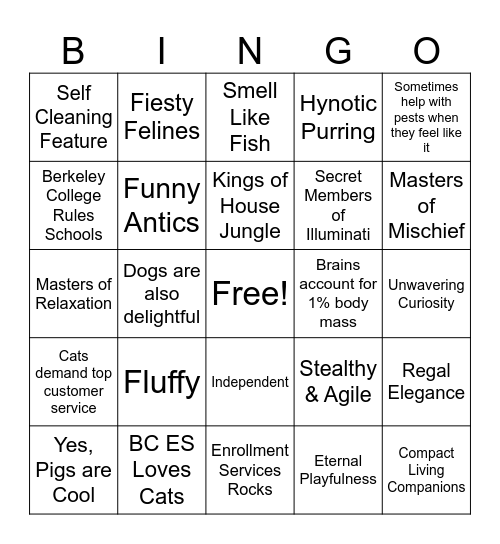 Reasons Why Cats Rule Bingo Card