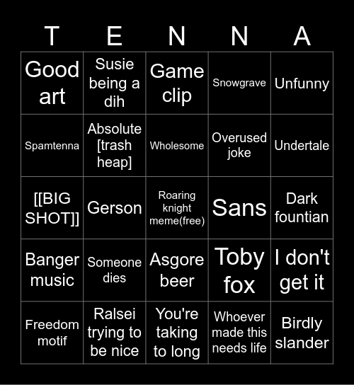 DELTARUNE meme bingo Card